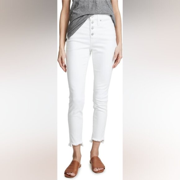 Madewell Denim - Madewell White 10" High Rise Skinny Crop Stretch Frayed Hem Pants 27